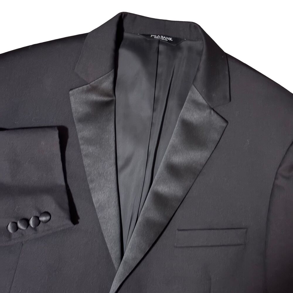 Jos. A. Bank Tuxedo Jacket Mens 46R Black Wool Peak Lapel Single Button Blazer
